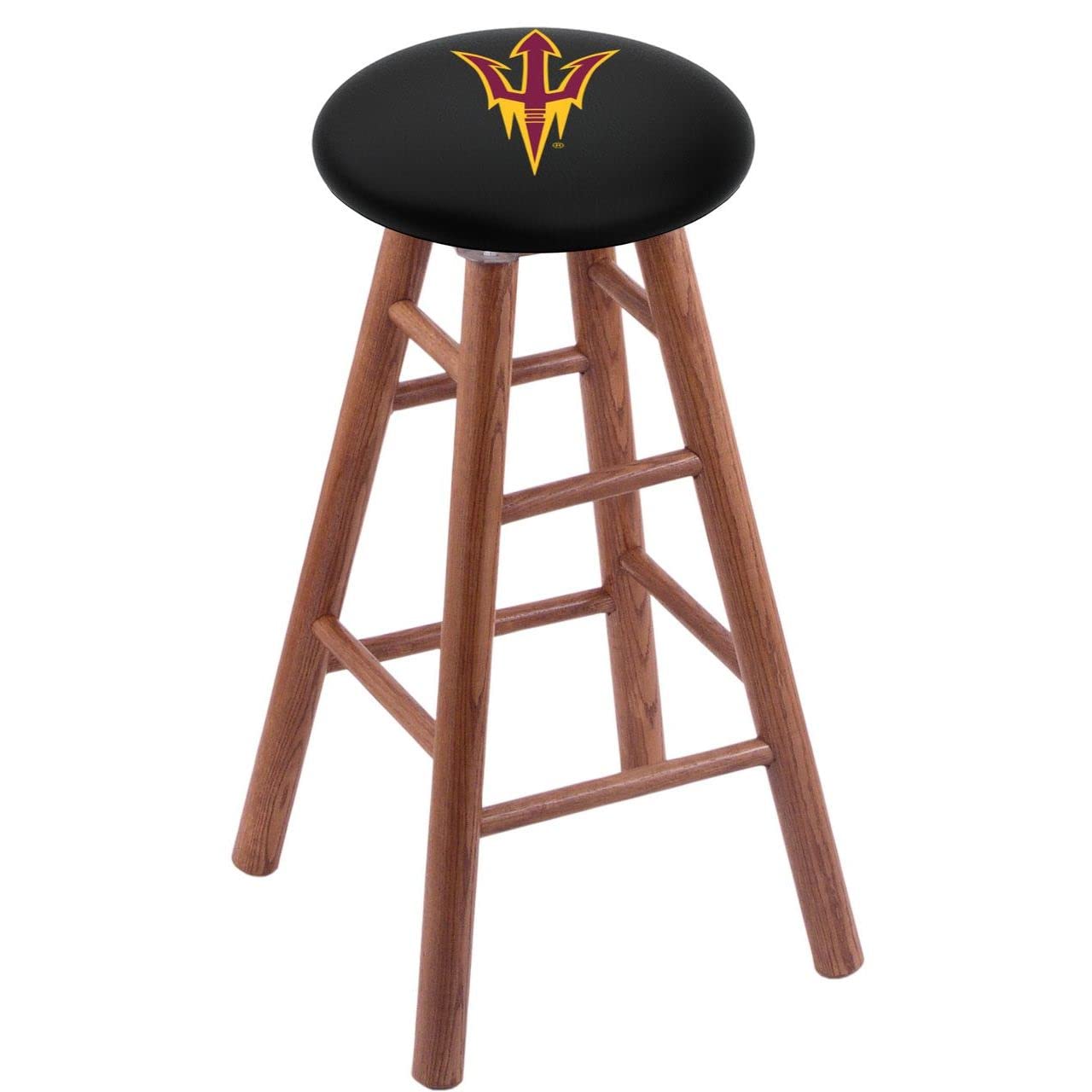 Holland Bar Stool Co. Oak Extra Tall Bar Stool in Medium Finish with Arizona State (Pitchfork) Seat by The
