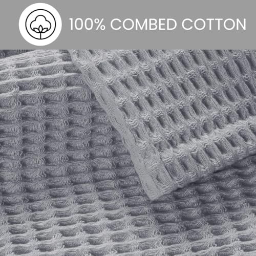 Image of 100% Combed Cotton Waffle Blanket for Bed,Sofa,Couch,| Light Grey |King -90X102 INCHES -Lightweight and Breathable Soft Woven AC Blankets,Throw for Summer, Spring, Winter, All Season