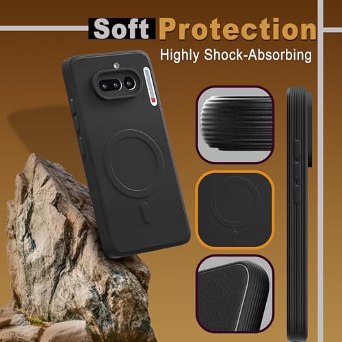 Image of Hupshy Back Cover for Nothing Phone 4a 5G Soft Matte Silicone Mag-Safe Design (Mag-Safe Not Support) Camera Protection | Slim Fit Bumper Cover (Black)