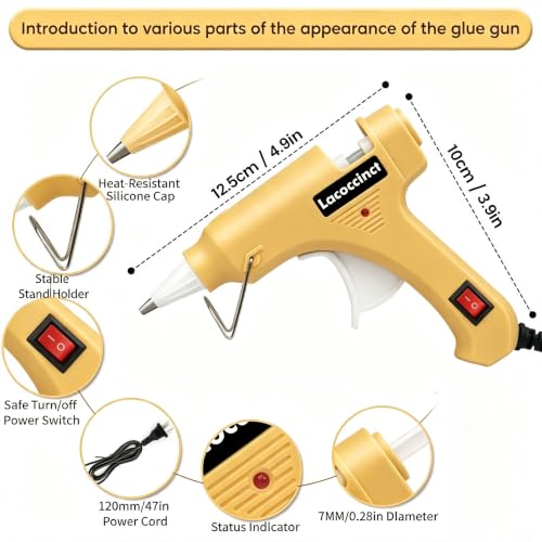 Image of Hot Glue Gun Kit with 30 Glue Sticks, 20W Mini Glue Gun Set (Yellow) | Fast Preheating, Compact, Hot Melt Glue Gun Ideal for School Classroom Crafts DIY Arts and Quick Home Repairs
