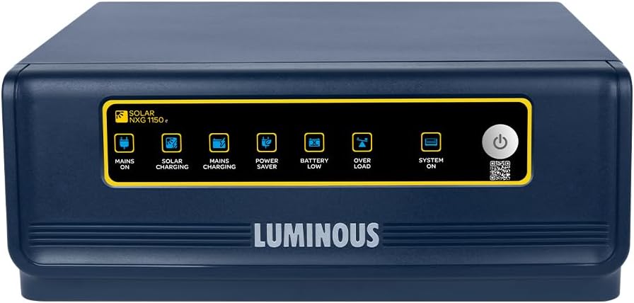 Luminous NXG 1150e Solar Inverter for Home, Office & Shops | 1150VA Pure Sinewave | Intelligent Load Sharing | 3-Year Warranty | Reliable Power Backup | LCD Display | with 36 Months Warranty