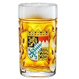 Burns Glass 44 Oz Large German Classic Beer Mugs, Dimpled Beer Stein with Handle, Freezer Safe, Beer Mug for Oktoberfest Parties Games, Hot Tea Cup Glasses, Beer Gifts for Men Friends Dad, Set of 1
