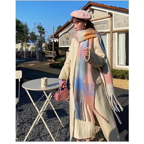 Large Chunky Plaid Scarf Checked Colorful Oversized Scarves Soft Big Cashmere Wool Thick Winter Warm Blanket Women4