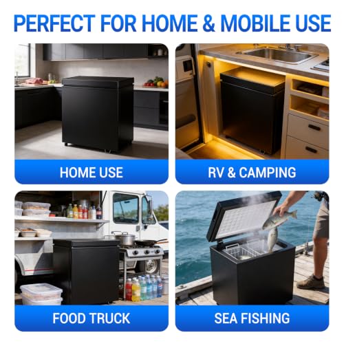Image of Chest Freezer Low temperature quick freeze 14℉ to -40℉ Compact Freezer - 2 Removable Baskets Match Day Parties, Home Bar Game Day &Soccer Party (Black, 1.8 Cubic Feet)