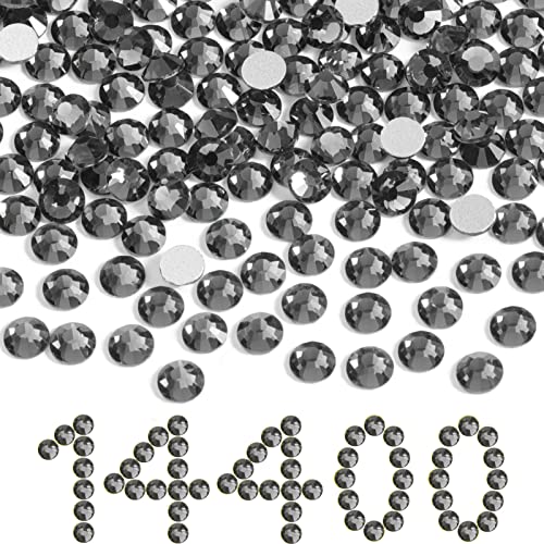 Image of Beadsland Flat Back Crystal Rhinestones Bulk, Black Diamond, SS20, 14400pcs | Flatback Glass Gems for Nails Crafts Clothes DIY Decoration, Glue Fix, 4.6-4.8mm