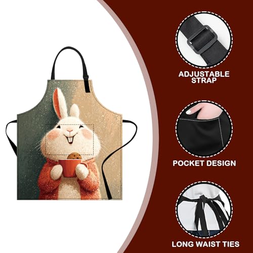 Image of Nuxovilar Cute Apron with Pockets, 26.77 * 30.7 Inches, Versatile for Meal Prep, Baking, Holiday Cooking
