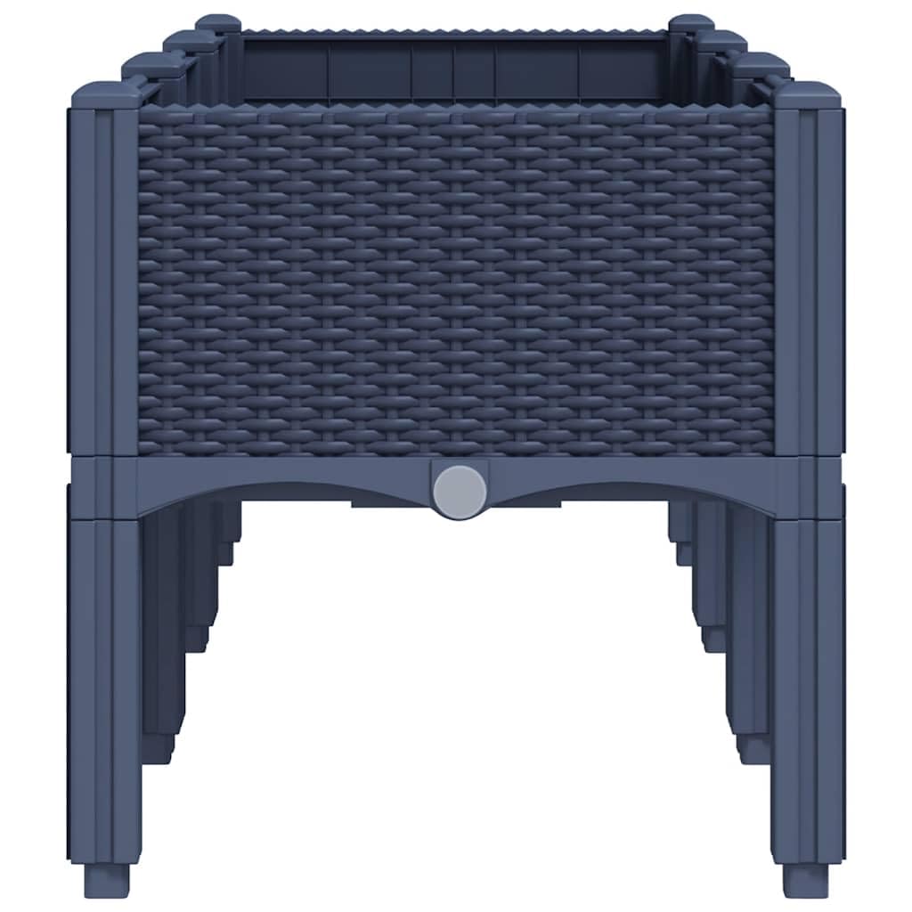 vidaXL Jardinera con Patas, Macetero de Plantas Flores, Maceta de Hierbas, Arriate para Jardín Patio Balcón Terraza, PP Azul Gris 120x40x42 cm