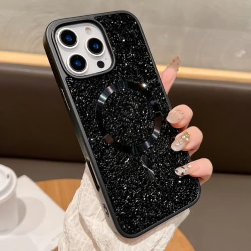 Coque strass pour iPhone 16 Pro Max et 15 finition magnétique haut de gamme