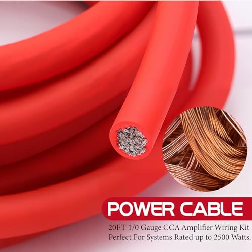 Image of 0 Gauge Dual Amp Wiring Kit with Power Cable,RCA,Speaker Wire for Audio