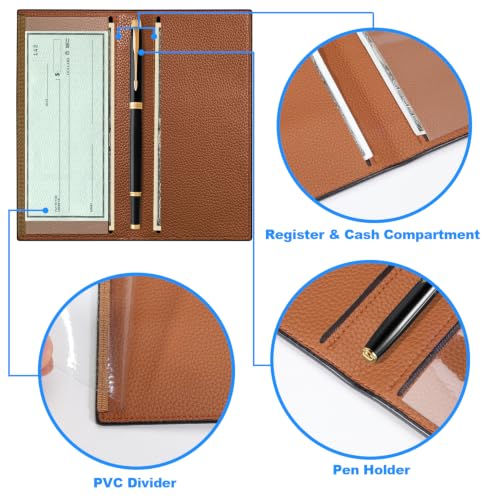 Image of CASMONAL Checkbook Cover for Women & Men, PU Leather Wallet RFID Blocking