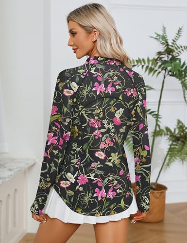 Image of LOMON Women Long Sleeve Shirts Sun Protection 1 /4 Zip Summer Quick Dry Hiking Shirts Quarter Zip Pullover for Women