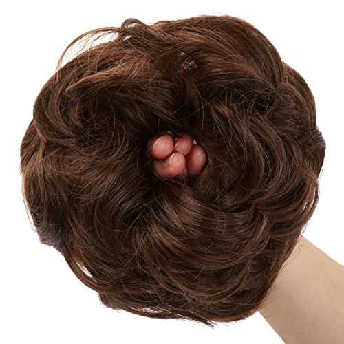 JJstar Messy Hair Bun Curly Wavy Hair Scrunchies Accessories Pieces for Women Girls Synthetic Chignons (Light Brown) - Image 4