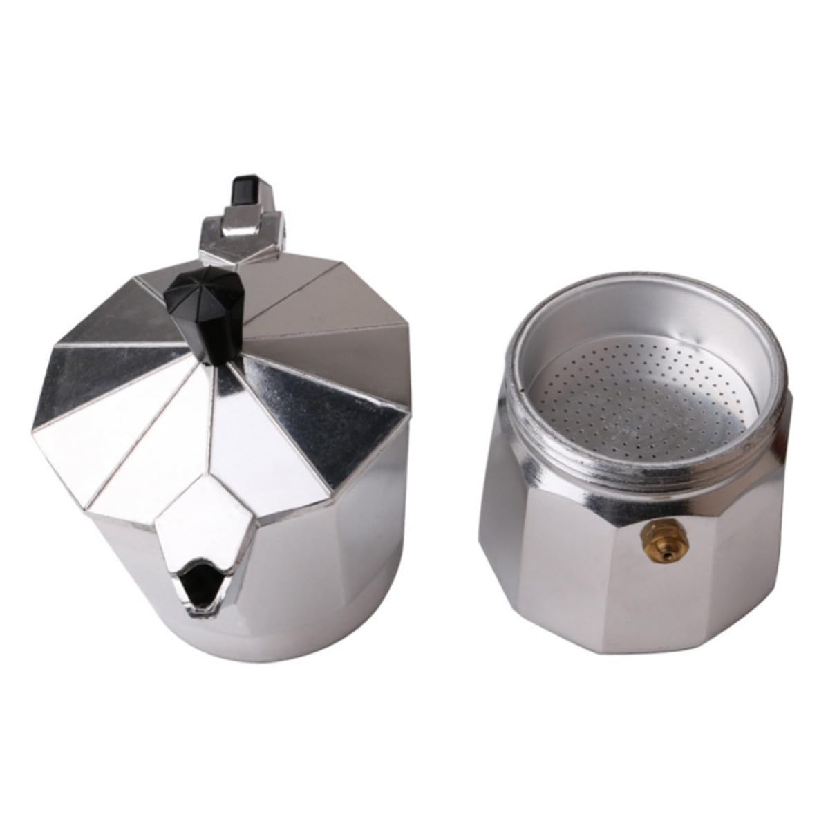 Caffettiera Moka in Alluminio Esagonale 600ml 12 Tazze | Finitura Argento, Stile Europeo, Pulizia Semplice, Pronta in 3-4 Minuti, per Uso Domestico