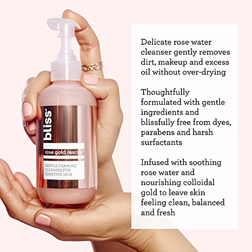Bliss Rose Gold Rescue Foaming Face Wash - 6.4 Fl Oz - Cleanser For Sensitive Skin - Rose Water - Gently Removes Makeup - Non-Drying - Clean - Vegan & Cruelty-Free #TOP5