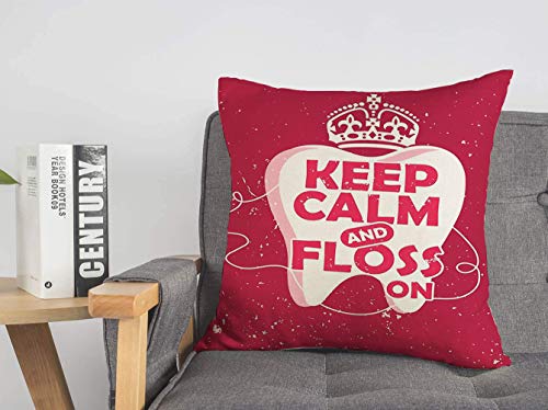 Pillow Case Dental Care Motivation Quote Poster Dentist Stomatologist Signs Symbols Healthcare White Medical Linen Toss Soft Square Throw Cushion Cover for Couch Bed Lving Room 20 x 20 Inch
