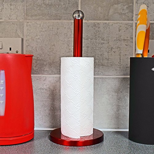 Top Home Solutions Rojo Cocina de acero inoxidable rollo de papel toalla dispensador soporte organizador