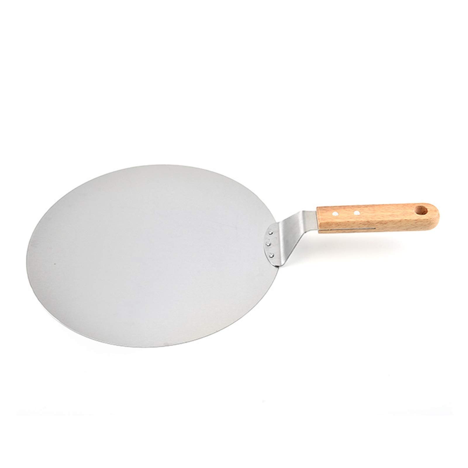Pizzaschieber, Pizzapaddel, 30,5 cm, Pizzaschaufel aus Edelstahl, großer runder Pizzastein für Kuchen, Kuchentransfer, Backwerkzeug, Backform (Holzgriff) (Holzgriff)
