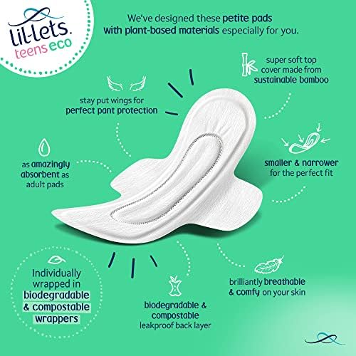 Lil-Lets Teens Eco Day Pads, 1 Pack of 40 Petite Pads