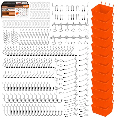 HORUSDY 309 PCS Pegboard Hooks Assortment Kit – 17 Types