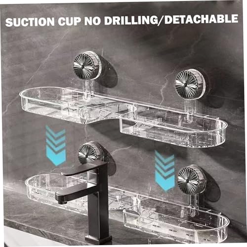 Support de douche transparent à ventouse étagère de rangement murale sans perçage - 3