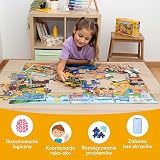 BONNYCO Ogromna Podłogowa Układanka Plac Budowy, 48 Dużych Elementów. Puzzle dla Dzieci 92 x 62 cm, Prezenty dla Chłopców i Dziewczynek, Edukacyjne Zabawki 2-8 Lat