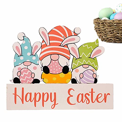 - Adornos, 1 pieza de decoración de mesa de madera de primavera, letreros, conejitos de Pascua para mesa, madera duradera, conejo de conejo, alfabeto con huevos para jardín en casa, decoración de