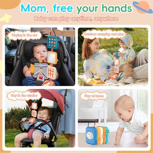 Image of Busy Board for 1 2 3 Year Old - Montessori Travel Toy with Fine Motor Activities, Busy Cube Sensory Learning for Toddlers 1-3 - Perfect Baby Boy Girl Gift & Airplane Car Activity