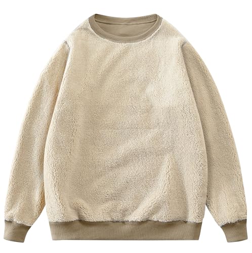 Men's Sherpa Lined Cotton Sweatshirts Pullover Fleece Crewneck Sweatshirt for Men2