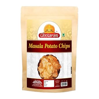 Ghotaram Alu Batata Chips Potato Chip, Potato Chips Snacks, Winter Snacks, Hot Chips, Potato Chips Spicy, Andhra Snacks, Winter Sacks, Potato Chips Sprinkled Red Chilli,Salt-350g*1Pack