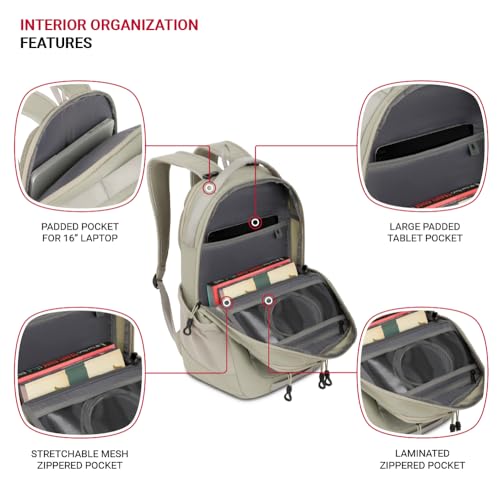 Image of SwissGear Shield Laptop Backpack, Sage Gray, 18.5 inchx12 inchx6 inch