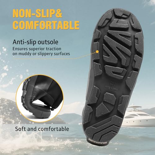 Deck Boots For Men Anti-Slip, Waterproof Ankle Rain Boots, Rubber Outdoor Fishing Footwear, Chelsea Garden Work Water Shoes, Size 6.5-123