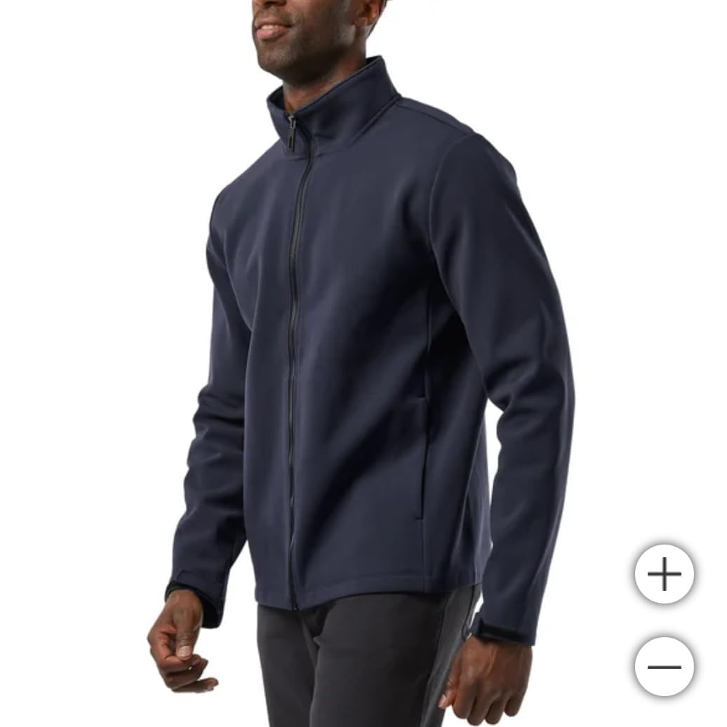 32 Degrees Men's Full Zip Jacket – Regular Fit, Outdoor Casual, Adjustable Cuffs, Stand Collar, Brushed Interior, Active Zip Coat (Blue, L)