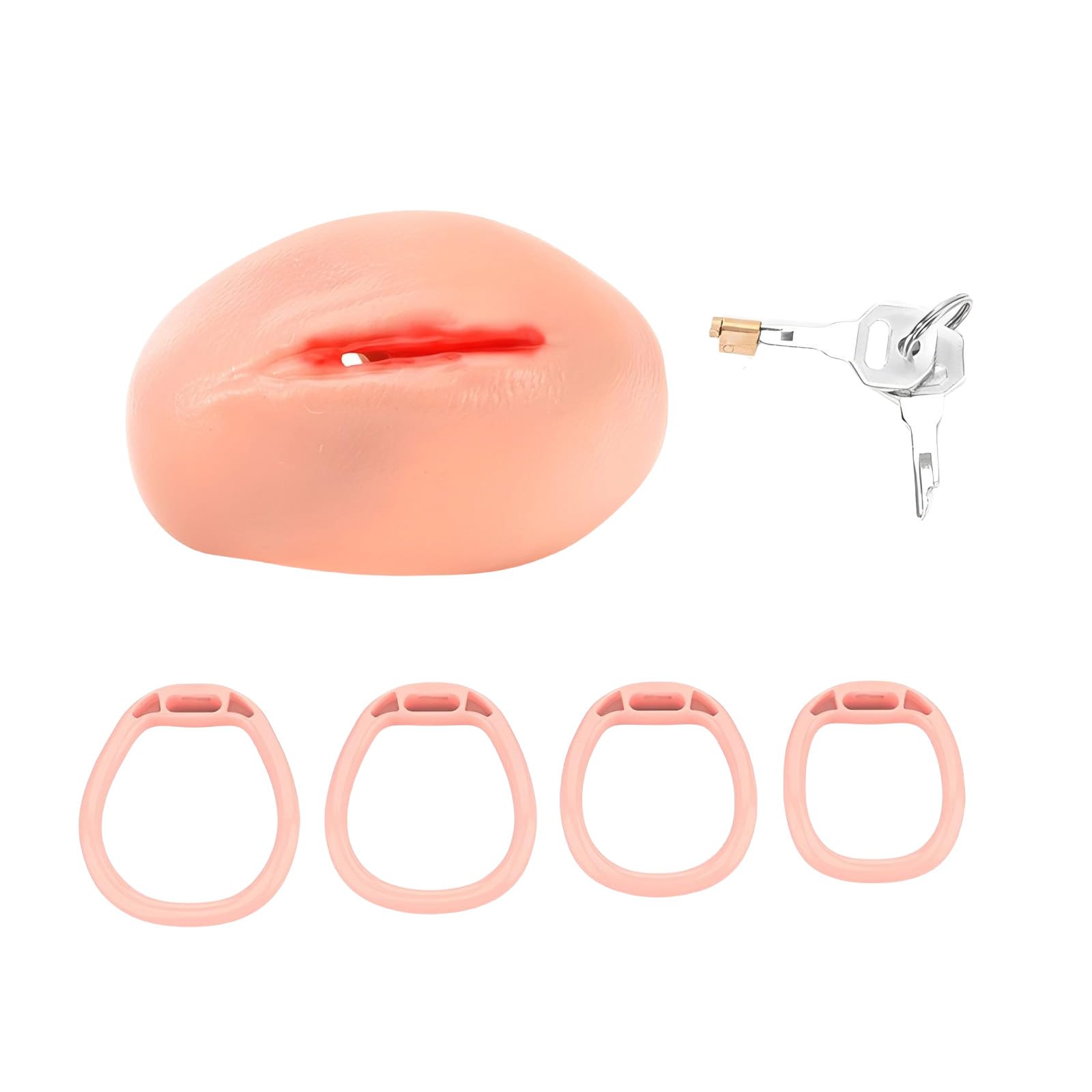 Cage de Chasteté pour Pénis en Résine Sex Toys Chastity Cage pour Sissy avec Serrure Dissimulée et 4 Anneaux Cage Chastetée pour Homme Fausse Chatte avec Ceinture Cage de Pénis Légère (Small)