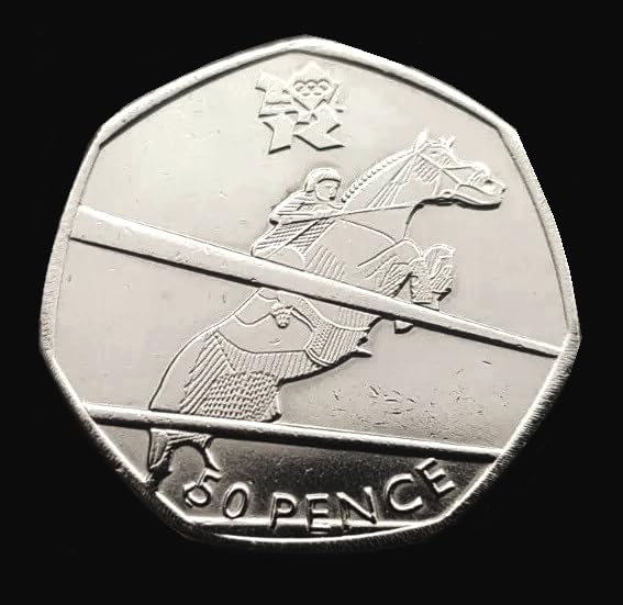 Olympics 2012 Equestrian 50p coins (Dated 2011) - Lightly Circulated in a Heptagon acrylic capsule Holder