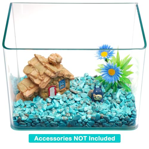 Image of WAYBER 1 Lb /460g Green Turquoise Decorative Stones Irregular Aquarium Pebbles Crystal Rocks Quartz Gravels for Fish Turtle Tank /Succulent Plants /Air Plants Decoration (Fill 1 Cup)