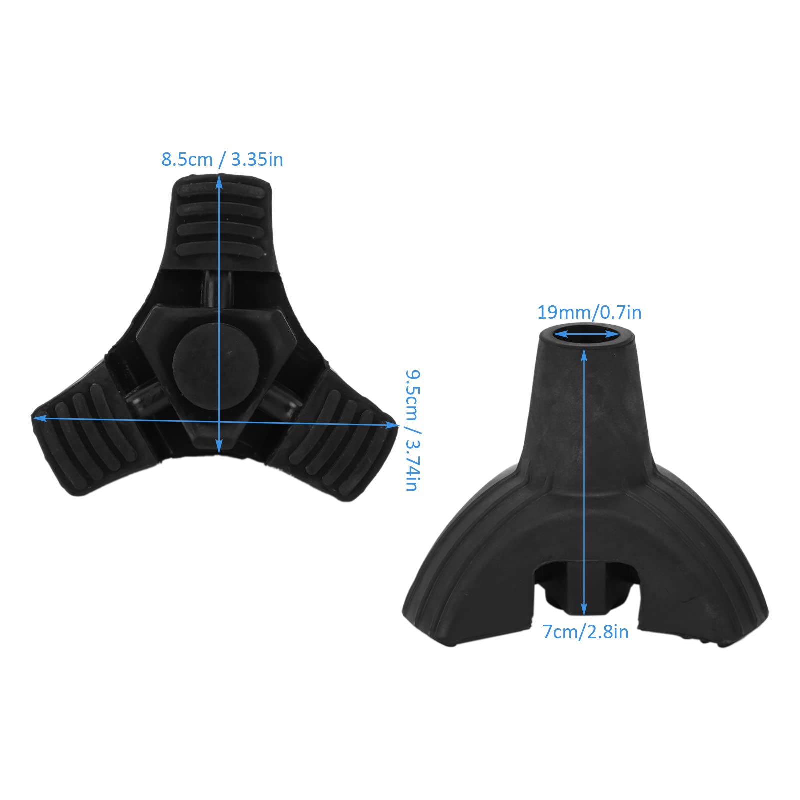 BestAlice Końcówki trzcinowe, 3/4 cala, gumowa zapasowa podkładka pod stopy, 19 mm, wytrzymałe końcówki laski do chodzenia z 3 nóżkami, miękka podstawa statywu