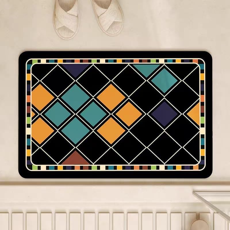 Pierre diatomite sèche rapide 40x60cm pour tapis de bain géométrique