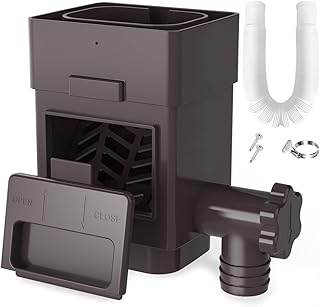 Anivia Rainwater Collection System, Downspout Diverter Fits for 2x3 or 3x4 Inch Standard Downspouts, Rain Barrel Diverter Kit with Adjustable Valve and Filter. 5ft Hose - Brown