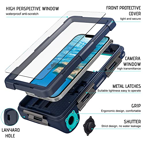 Oreclriy Waterproof Phone Case, Under Water Proof Phone Case For Snorkeling Floating Diving, Underwater Case For Iphone 11/12/13/14 Pro Max Xr/Xs Samsung Galaxy S23/S22/S21 Ultra/Plus Oneplus Blue #TOP1