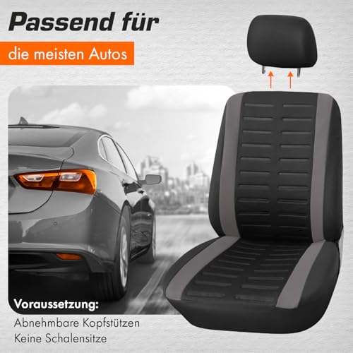 Upgrade4cars Autositzbezüge Set Universal | Auto-Schonbezüge für die Vordersitze & Rückbank in Grau