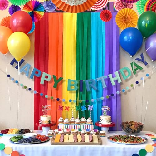 Image of 2 PCS Pre-Strung 3D Felt Happy Birthday Banner - Reusable Blue and Green Happy birthday Decorations Sign,Handmade Wool Felt Ball Garland, Pom Pom Garland, Party Decor, Photo Prop