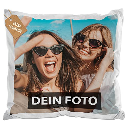 PR Print Royal Flauschiges Fotokissen selbst gestalten - inklusive Kissenfüllung - Fotokissen personalisierbar mit Foto und Wunschtext | 40 x 40 cm - weiß-flauschig Cover