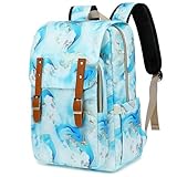 Kouxunt Marble Laptop Backpack for Women Girls, 15.6 inch College School Backpacks Travel Casual Daypack (Green)