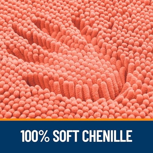 Image of OLANLY Bathroom Rugs 35x24, Extra Soft Absorbent Chenille Bath Rugs, Rubber Backing Quick Dry, Machine Washable Bath Mats for Bathroom Floor, Tub and Shower, Home Decor Accessories, Coral