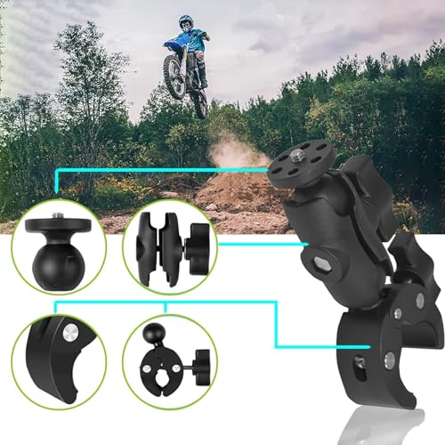 Image of yantralay Action Camera Handlebar Mount with 360 Dual Ball Head | Super Clamp for Go Pro, Insta 360, Mobile, Bike, Motorcycle - Universal Quick Release Bracket for Camera & Accessories.
