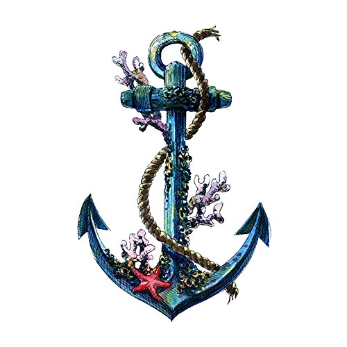 WYUEN 5 Sheets Waterproof Temporary Tattoo Anchor Tattoo Sticker For Women Men Body Art 9.8X6cm FT-004