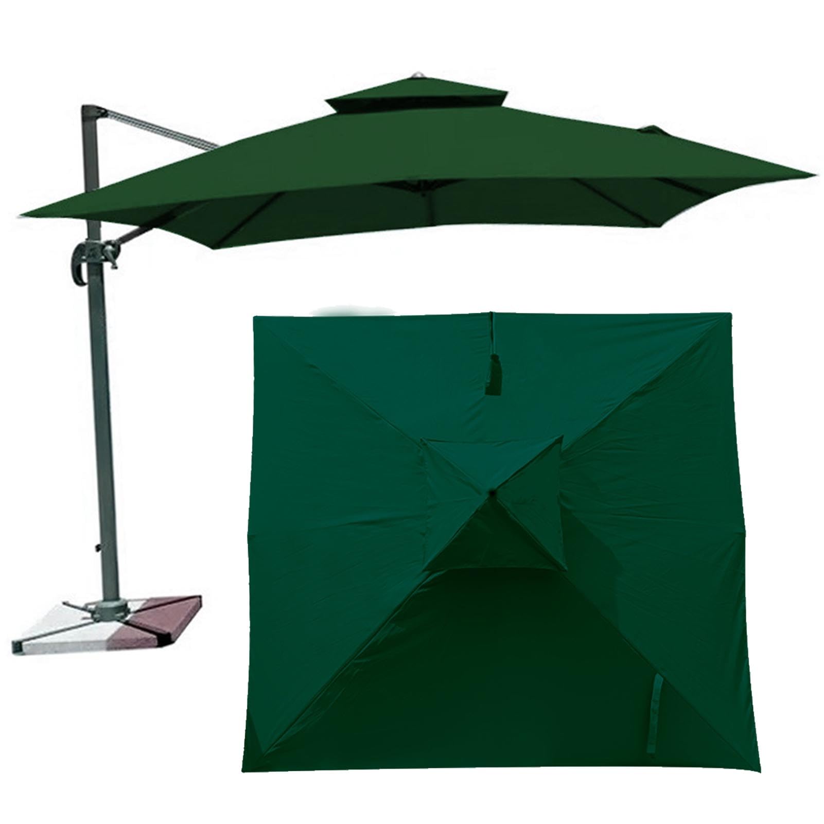 Square Patio Umbrella Canopy Replacement for Hanging Offset Cantilever Outdoor Umbrella 8 Ribs 3x3M-2.5x2.5m Backyard Garden Beach Yard Table Cover(Canopy ONLY) (Green,3×3M(9.8ft×9.8ft))