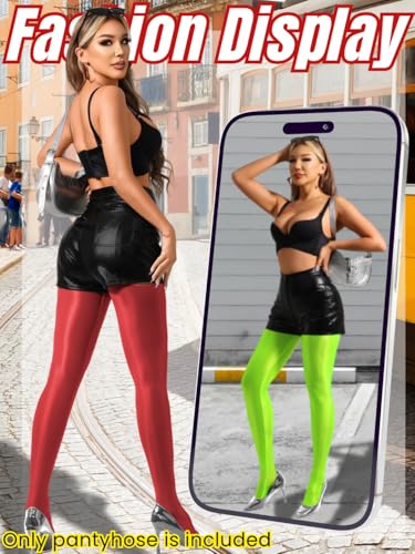 Image of ChiaoLezhee Sexy Shiny Tights, Sheer High-Waisted, Suspender Pantyhose For Women Rave Party Outfits Leggings Pants Exotic