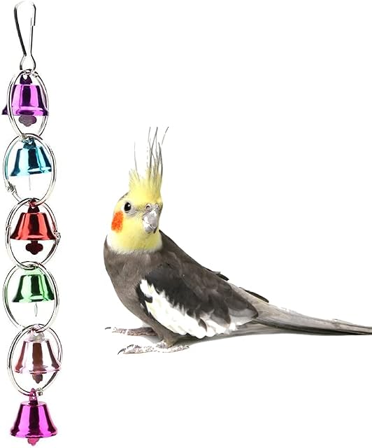 Parrot Bells Toy, Colorful Ringer Bells Swing Toy for Birds Budgies Parakeets African Greys Conures Cockatiels Love Birds Finch