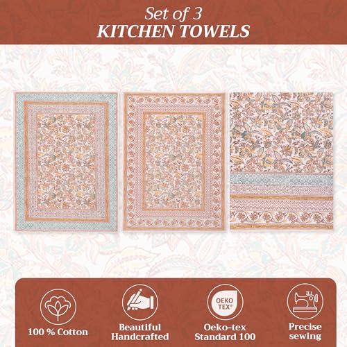 Toallas de cocina Maison d' Hermine para comedor y cócteles, 3 paños de algodón con lazo Nila 3